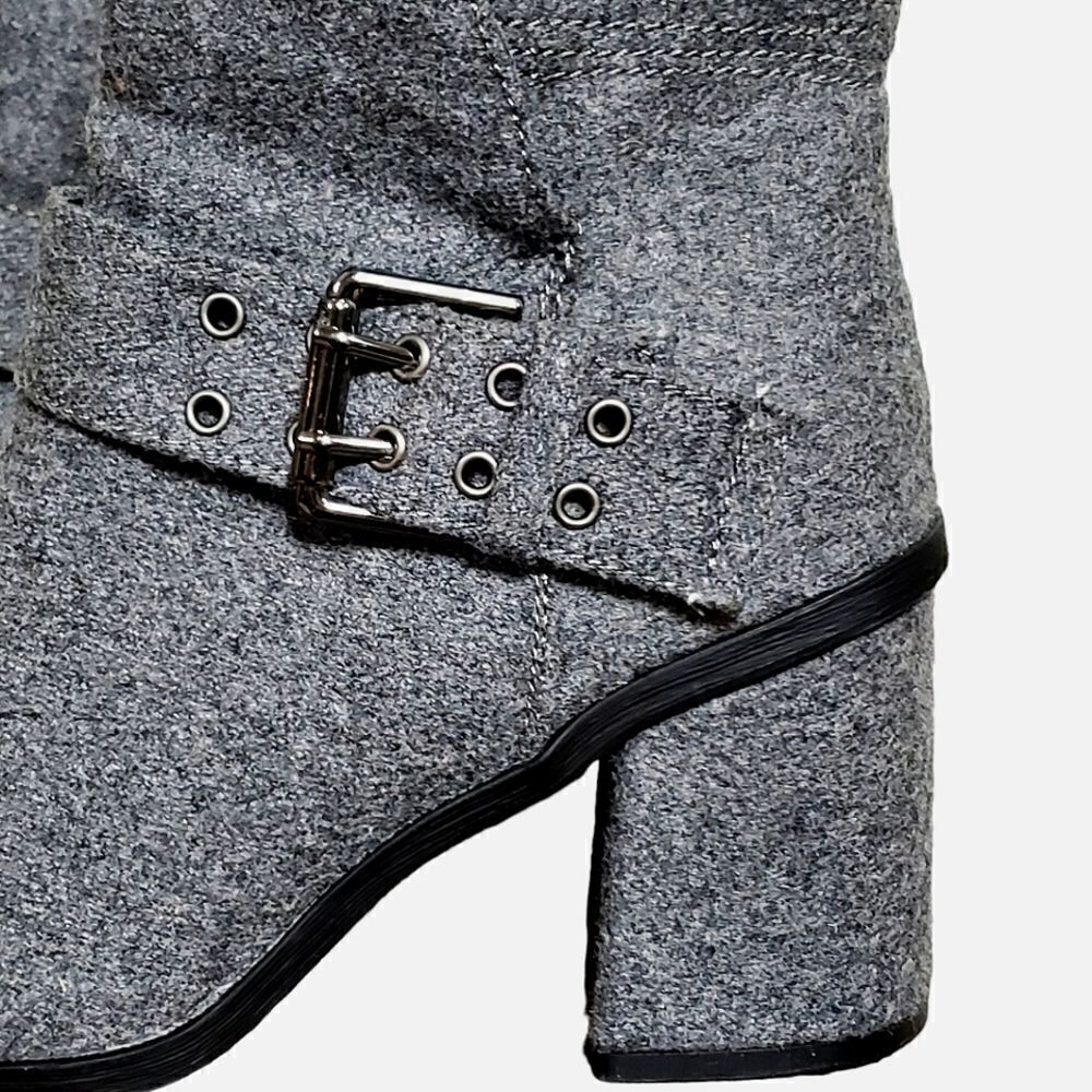 Muk Luks Womens Mae Booties Gray Size 6 Faux Fur Stacked Heel Buckle Accent - Picture 6 of 12